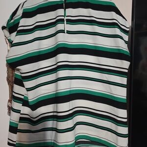 Halogen Green and Black Striped Blouse